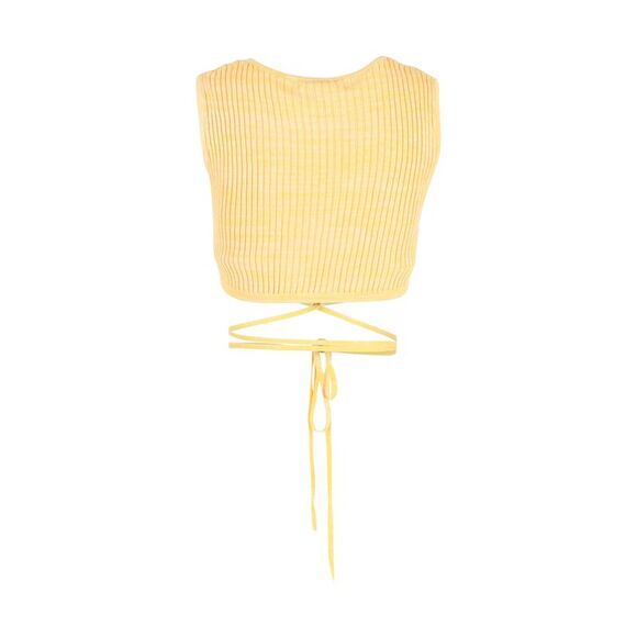 Christopher Esber Wrap-Tie Knit Crop Top in Yellow Viscose - Picture 3 of 3